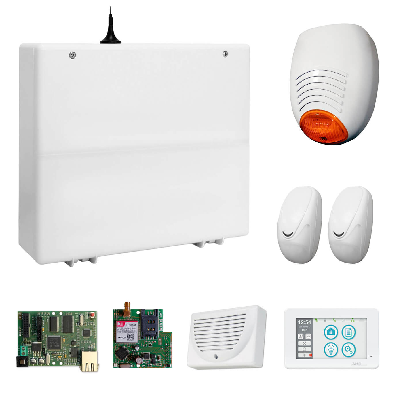 amc-elettronica-kit-completo-x824v-k-unika-gprs-mobulo-ip AMC Kit 589 X824V Centrale 8/24 Zone con Tastiera UNIKA + Modulo GPRS - IP1 - immagine 1