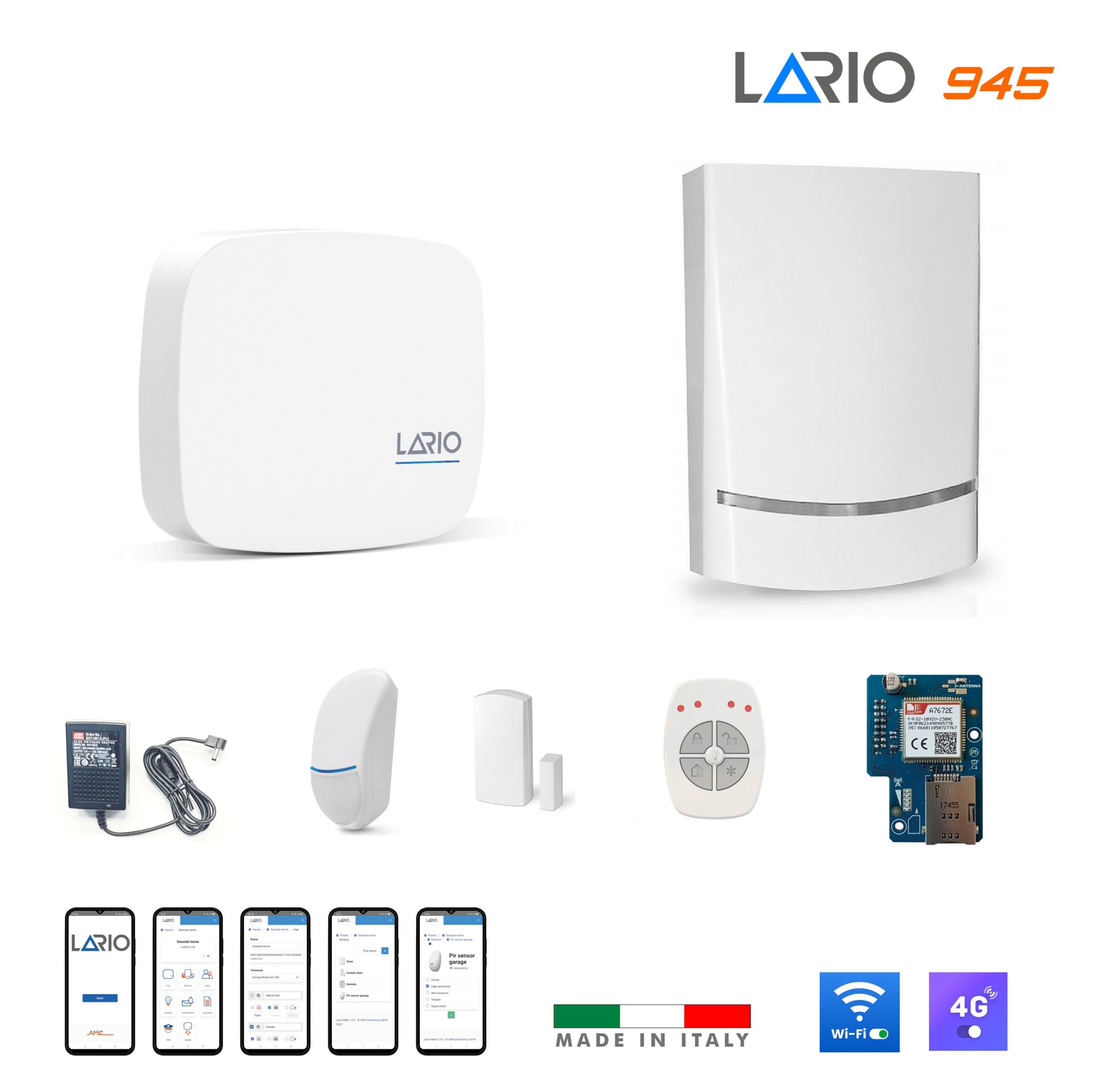 amc-kit-lario-955 AMC KIT 945 LARIO Centrale Antifurto 64 Zone Wireless con Wi-Fi integrato - 4G - immagine 1
